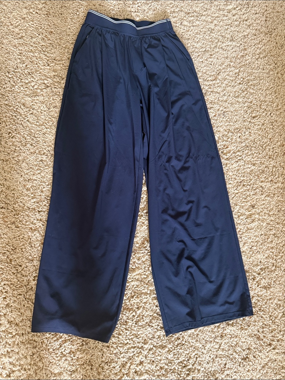 Womens Navy Wide-Leg Pull-On Pants